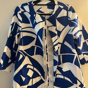 Chicos Blue and White Abstract Jacket